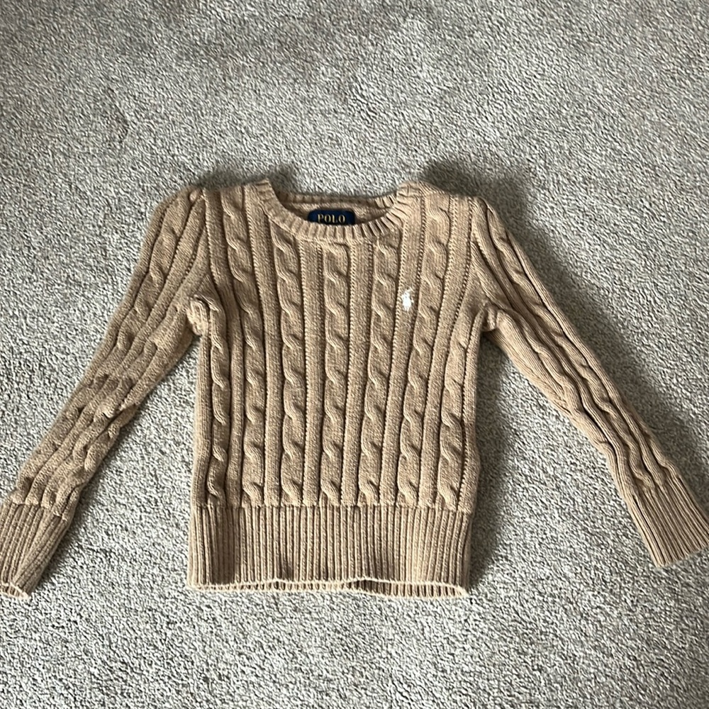 Tan polo cable-knit sweater